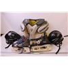 Image 1 : *Hockey Pads (L), (2) Helmets, (2) Pairs of Hockey Skates (7.5 and 4)