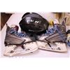 Image 3 : *Hockey Pads (L), (2) Helmets, (2) Pairs of Hockey Skates (7.5 and 4)