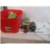 Image 1 : *1/2 hp motor, harvest bags, misc, in tote (no lid)