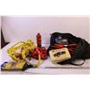 Image 1 : Bag w/ Ratchet Straps, Jumper Cables and Tow Strap + Misc