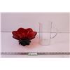 Image 1 : Red Glass Centerpiece Bowl + Pitcher