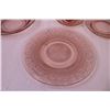 Image 3 : Set of Pink Glass Dishes (6-Dinner Plates, 6-Soup Bowls, 6-Dessert Plates, 5-Cups and Saucers)