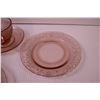 Image 4 : Set of Pink Glass Dishes (6-Dinner Plates, 6-Soup Bowls, 6-Dessert Plates, 5-Cups and Saucers)