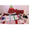 Image 2 : (3) Advent Calendars, Snowman Card Holder, Tree Skirt, Santa Windsock, (2) Stockings