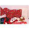 Image 4 : (3) Advent Calendars, Snowman Card Holder, Tree Skirt, Santa Windsock, (2) Stockings