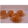 Image 4 : (11) Pieces of Fire King Peach Lustre Dining Set (2-Plates, 5-Cups, (3) Saucers, and a Fruit Bowl)