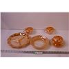 Image 1 : (6) Pieces of Fire King Peach Lustre Dining Set (Divided Dish, Soup Bowl, 3-Cups and a Saucer)