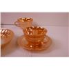 Image 2 : (6) Pieces of Fire King Peach Lustre Dining Set (Divided Dish, Soup Bowl, 3-Cups and a Saucer)