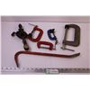 Image 1 : (4) Clamps, Crowbar, and Hand Drill