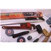 Image 5 : Oil Can, (2) Hammers, (2) Mallets, Monkey Wrench +Misc