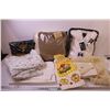 Image 1 : New Bathrobe in Package, (2) New In Package Blankets + Assorted Linens