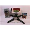 Image 1 : Revolving Christmas Tree Stand + Decorative Outlet Adapter, and Lamp (New Old Stock)
