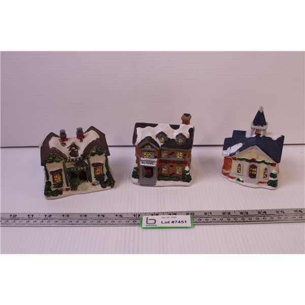 (3) Christmas Village Houses (New Old Stock)