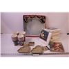 Image 1 : (9) Packages of Christmas Napkins, (4) Packages of Christmas Paper Cups, 13” Round Christmas Platter