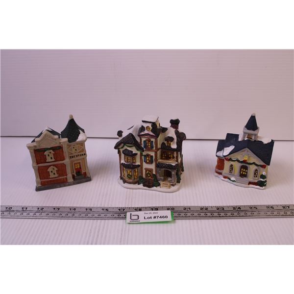 (3) Christmas Village Houses (New Old Stock)