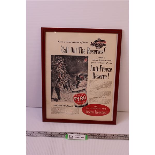 Framed Pyro Antifreeze Advertisement