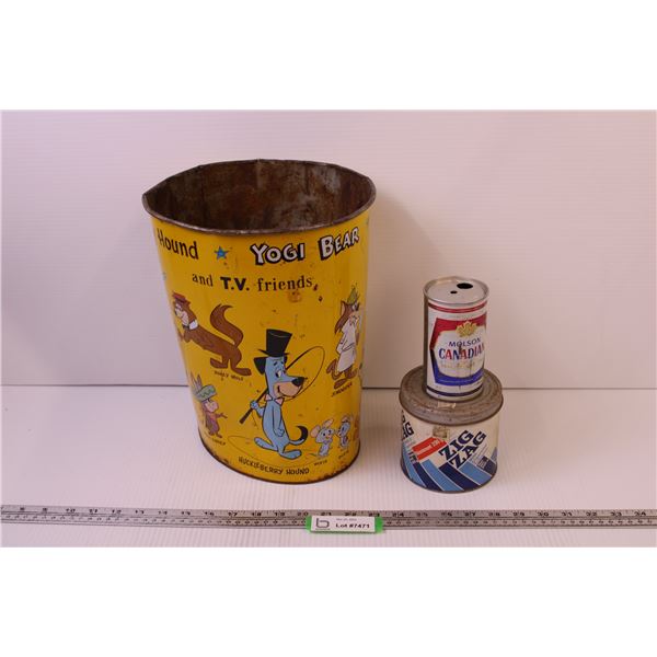 Vintage Cartoon Garbage Can + Misc