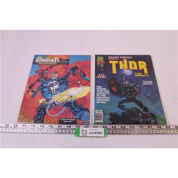 (2) Marvel Comics Thor ($1 cover) + The Punisher Magazine ($4.95 cover)