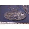 Image 2 : (5) Glass Dishes, Glass Candle Stick Holder, Set of 5 Small Plates, Set of 4 Etched Glass Plates