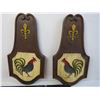 Image 2 : (2) Rooster Wall Plaques - Candle Holder & Candles