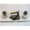 Image 1 : (2) Oil Lamps + Hotpoint iron