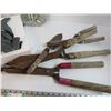 Image 2 : Hedge Trimmers & Hand Spade - Dolphin Fountain & Pump (untested) - Milk Crate - Plaque