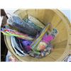Image 2 : Apple Basket - Craft Items - Ribbons - Bag of Round Plastic Frames - Bag of Wool - Modeling Clay