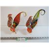 Image 1 : (2) Blown Glass Roosters (9 3/4" one is damaged)