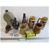 Image 1 : (4) Beer Steins - Bottles - Misc Items
