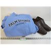 Image 1 : Palm Springs Sweatshirt (size large) (2) Pair Jeans (38-32 ripped & painted) - Docker Shoes 13w - Co