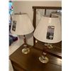 Image 1 : 2 x Wooden Lamps w/ Brass-Coloured Accents (Brand New Lampshades)