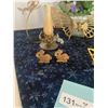 Image 2 : 3 Brass Butterfly Ornaments, Butterfly Candle Holder with Candle and Artificail Floral Arrangement