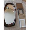 Image 3 : Wood Look Wall Mirror and Assorted Photo Frames and Holder