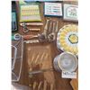 Image 3 : Hors D'Ouevres Forks, Vintage Bottle Openers, 6 Glass Coasters, Assorted Trivets, Silver Polishing C