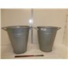 Image 1 : 2 old galvanized buckets w/ 2 metal handles