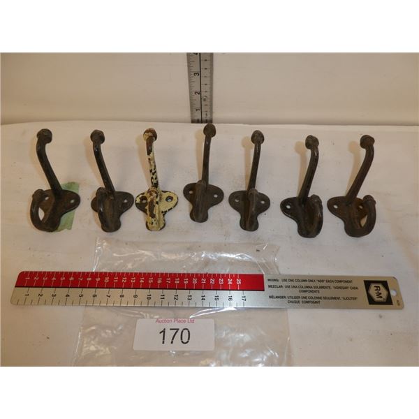 7x old metal clothes hooks