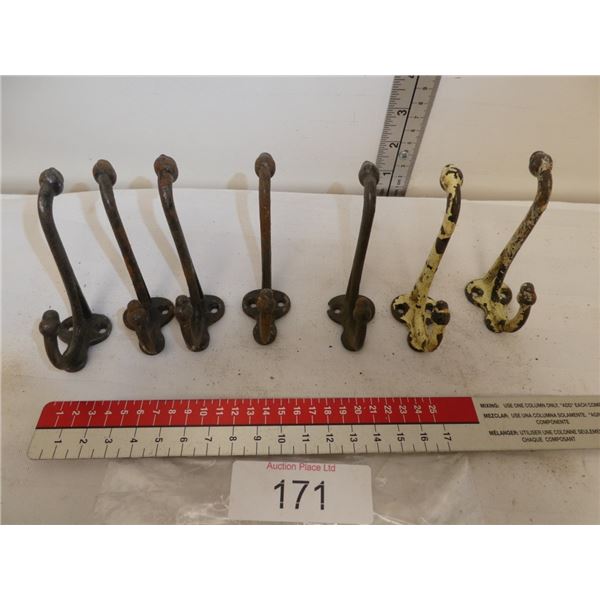 8x old metal clothes hooks