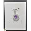 Image 1 : #445-NATURAL AMETHYST 5 X7 & CZ PENDANT