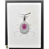 Image 1 : #442- NATURAL HEATED RUBY 5 X 7 & CZ PENDANT