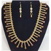 Image 1 : 13)  GOLD TONE WITH CLEAR AND AMBER CRYSTALS,