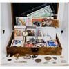 Image 1 : 36)  TREASURE BOX CONTAINING: CANADIAN $1.00 BILL