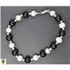 Image 1 : #146-NATURAL FRESH WATER PEARL+BLACK AGATE