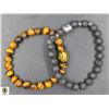 Image 1 : #114-NATURAL TIGER EYE +LAVA STONE BRACELET