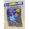 BLACK CREW SOCKS, SIZE 12-16,6-PACK,FRUIT OF THE