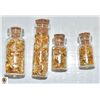 Image 1 : LOT OF 4 GOLD FOIL FLAKES IN GLASS BOTTLES