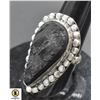 #399-NATURAL BLACK TOURMALINE (RAW) RING SIZE 6.5