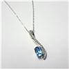 Image 1 : BZ1357-11 10K BLUE TOPAZ DIAMOND NECKLACE