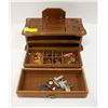 WOOD JEWELLERY BOX WITH JEWELLERY