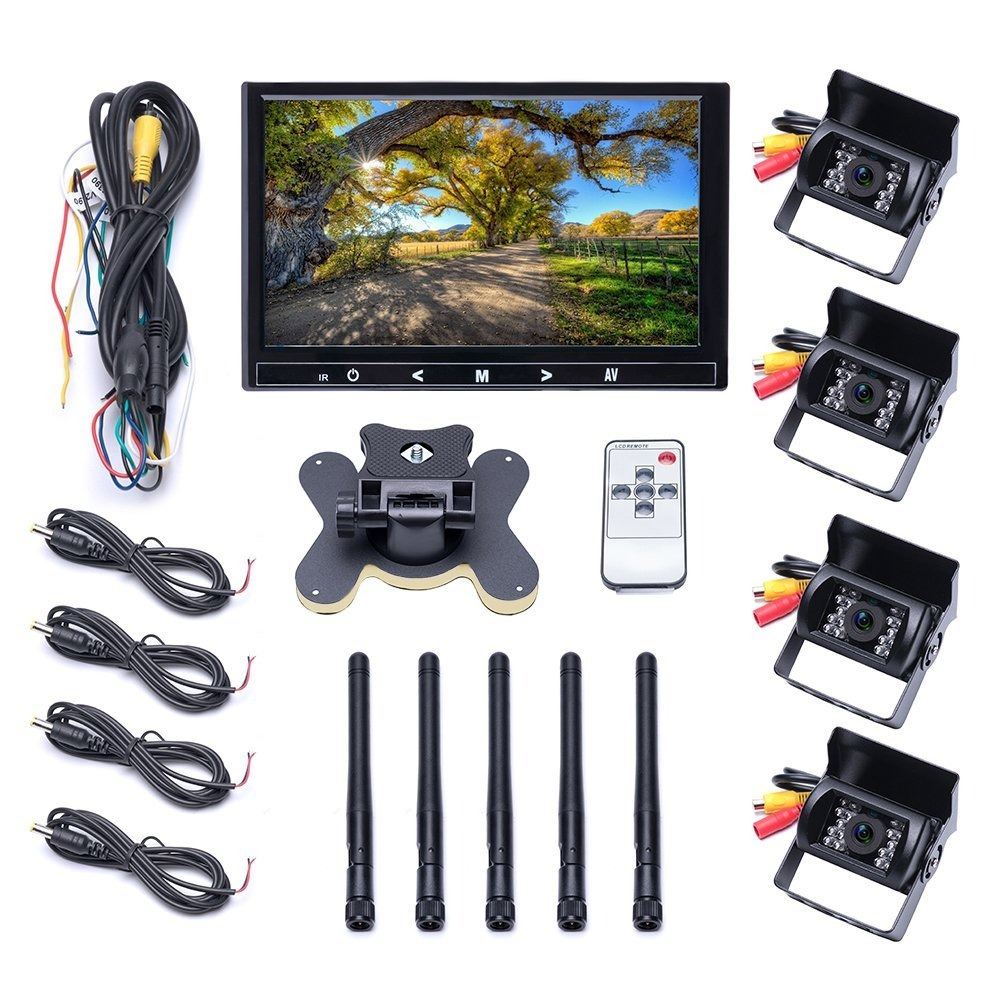 4 WAY BACKUP CAMERA WITH COLOR MONITOR AND REMOTE
