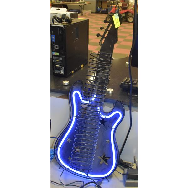 BLUE NEON GUITAR DECOR